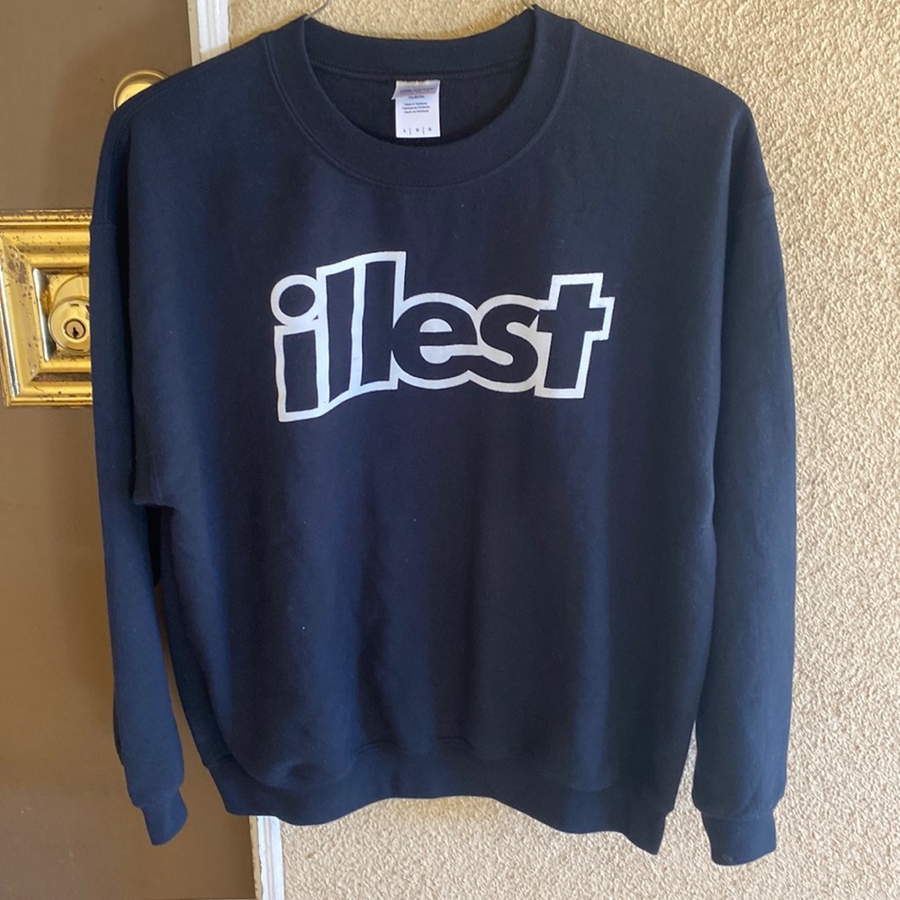 Men’s Illest Black Crewneck Sweater Size Large Made in Honduras🇭🇳🖤
